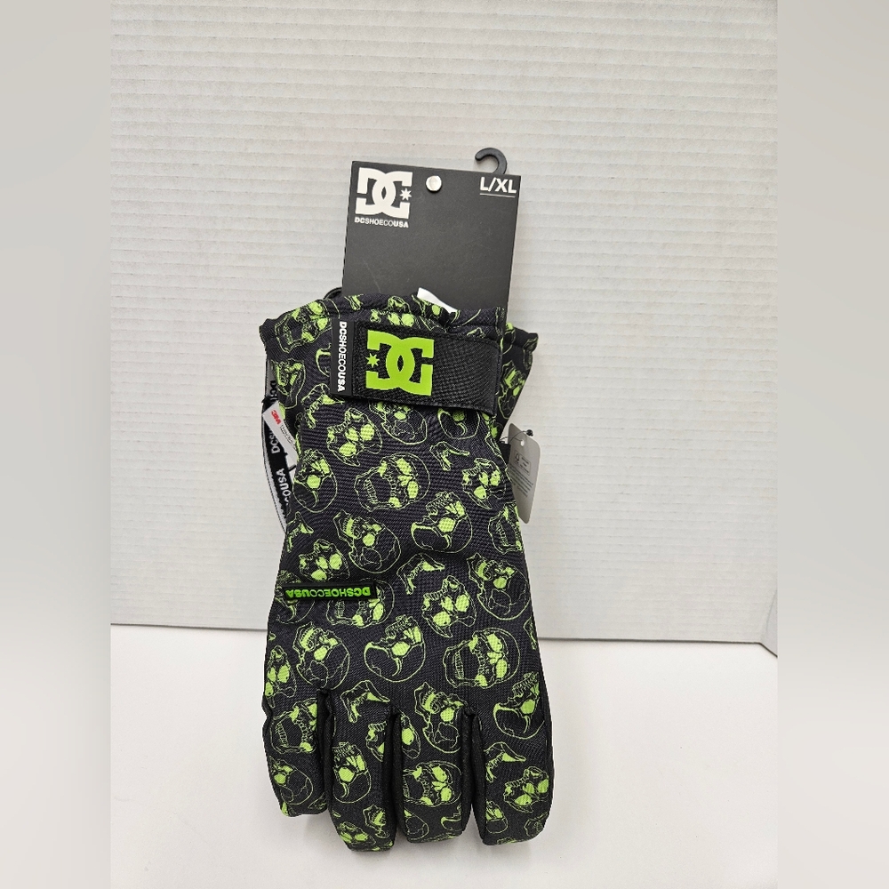 DC Men's Gloves with Neon Green Accents